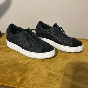 Philippe Model Women's Black Glitter/Suede Sneakers